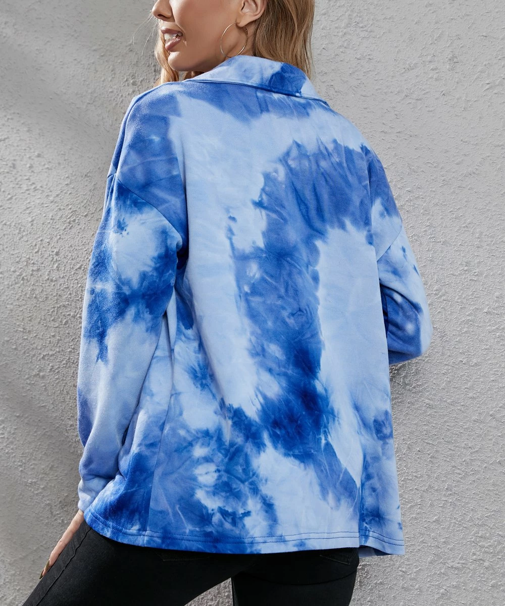 Deals π Z Avenue Blue Tie-Dye Button-Up Jacket - Plus β€οΈ - Image 5