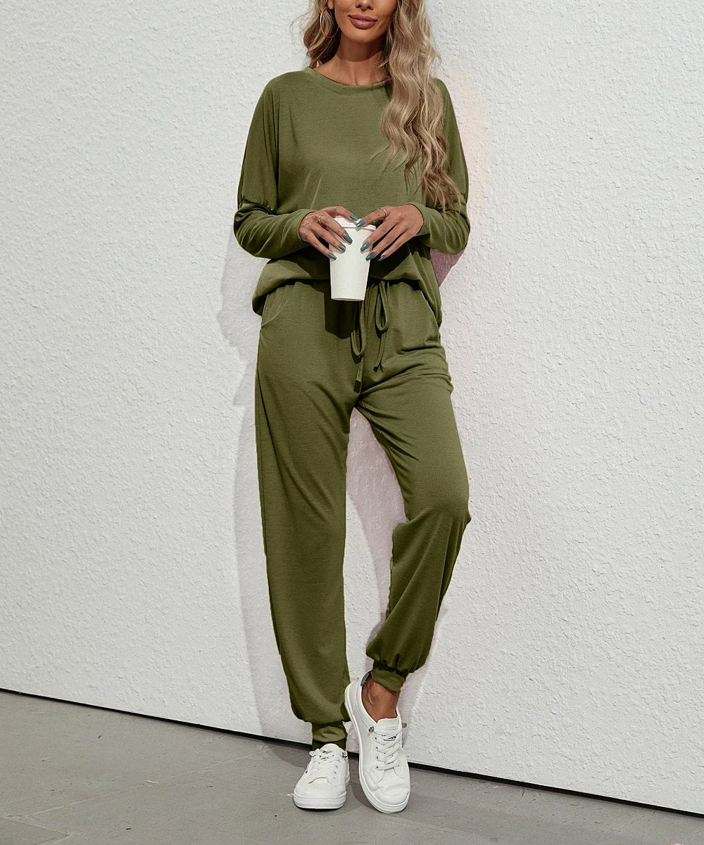 Top 10 π€© Z Avenue Olive Crewneck Long Sleeve Tee & Olive Pocket Joggers - π© Women & Juniors π - Image 2