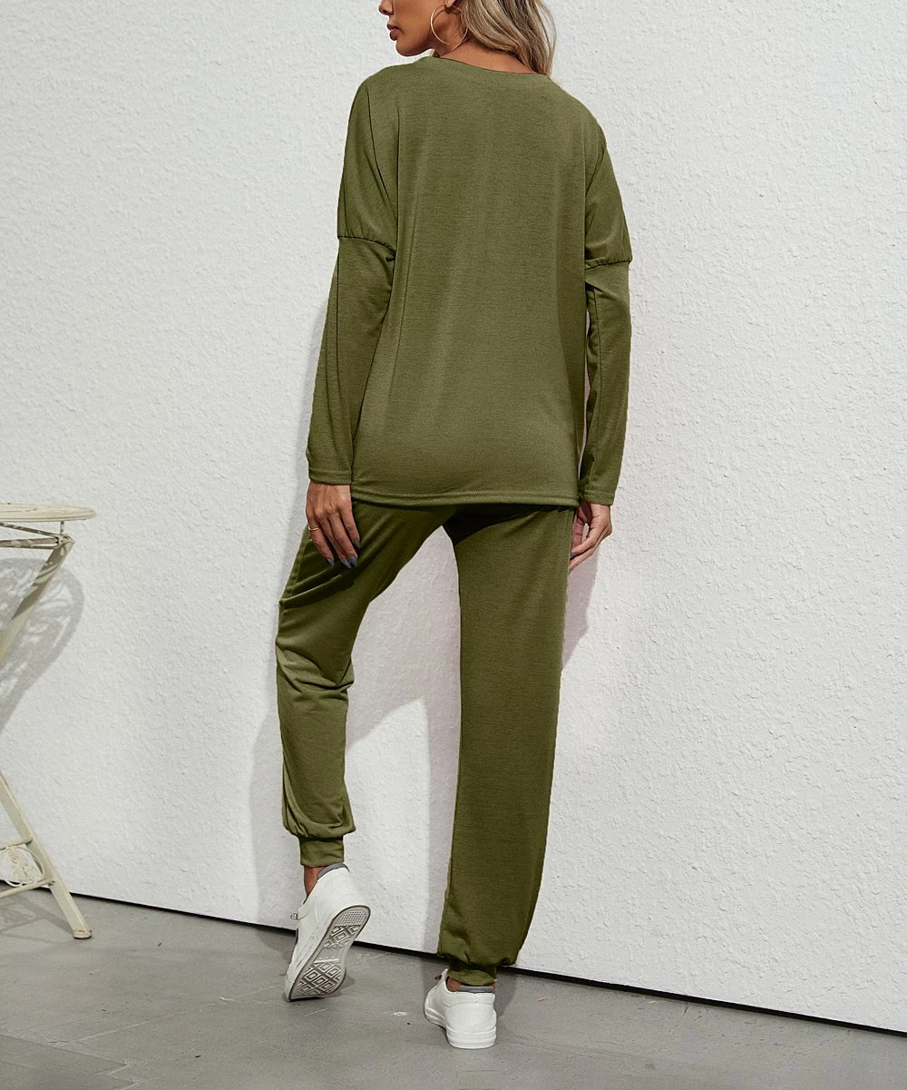 Top 10 π€© Z Avenue Olive Crewneck Long Sleeve Tee & Olive Pocket Joggers - π© Women & Juniors π - Image 3