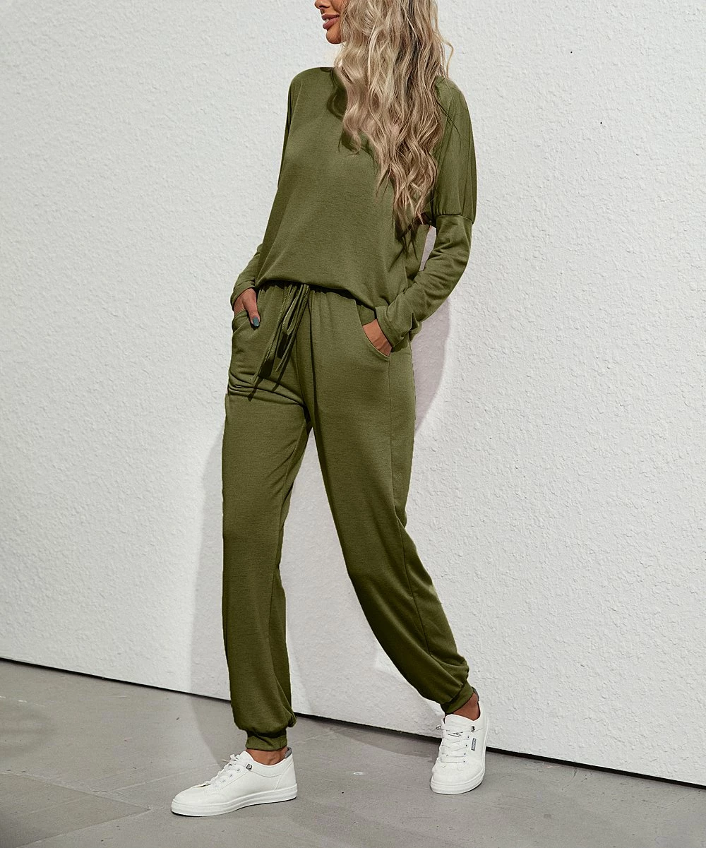 Top 10 π€© Z Avenue Olive Crewneck Long Sleeve Tee & Olive Pocket Joggers - π© Women & Juniors π - Image 4