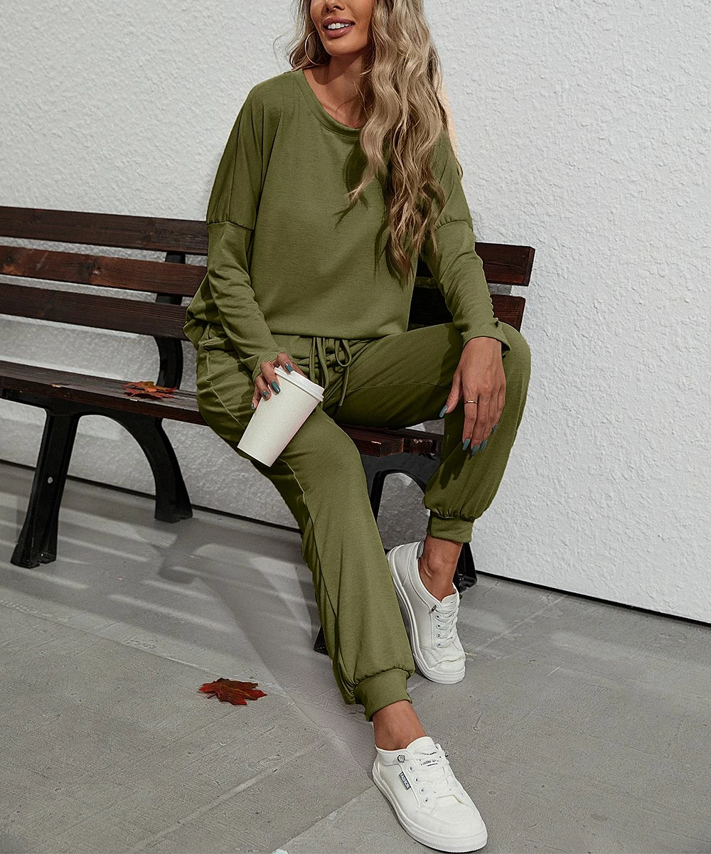 Top 10 π€© Z Avenue Olive Crewneck Long Sleeve Tee & Olive Pocket Joggers - π© Women & Juniors π - Image 5