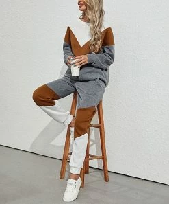 Best reviews of ❤️ Z Avenue Gray & Brown Color Block Sweatshirt & Sweatpants - 👩 Women 😉