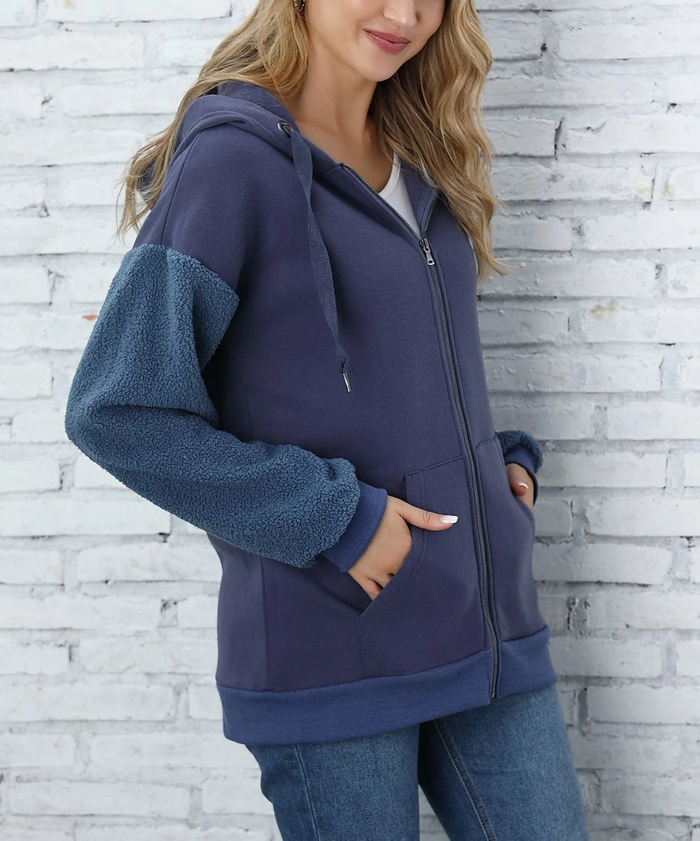 Promo βοΈ Z Avenue Crown Blue Pocket Zip-Up Hoodie - π© Women π - Image 3