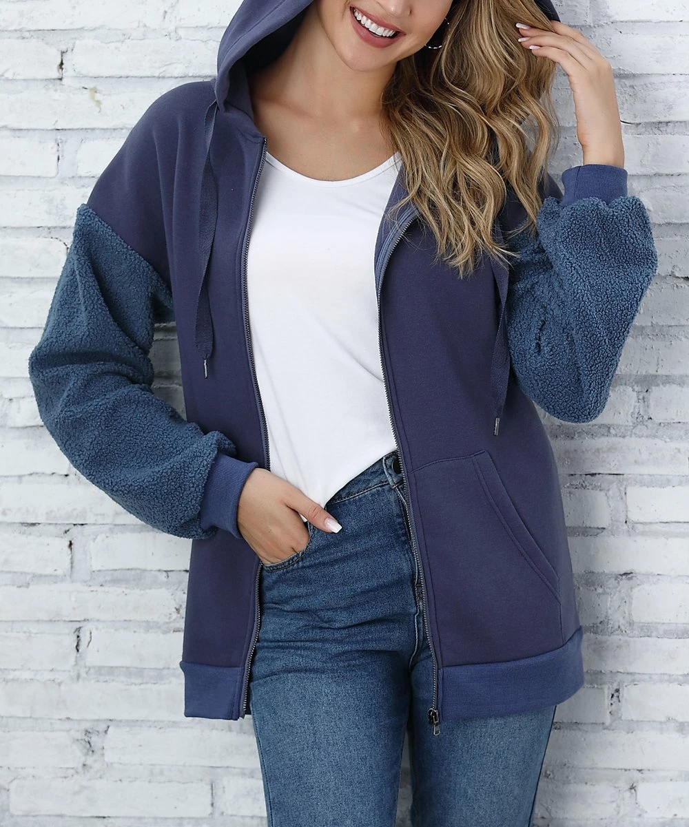 Promo βοΈ Z Avenue Crown Blue Pocket Zip-Up Hoodie - π© Women π