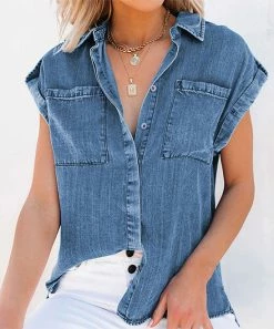 Brand new βοΈ Z Avenue Mid Blue Sleeveless Denim Top - π© Women π