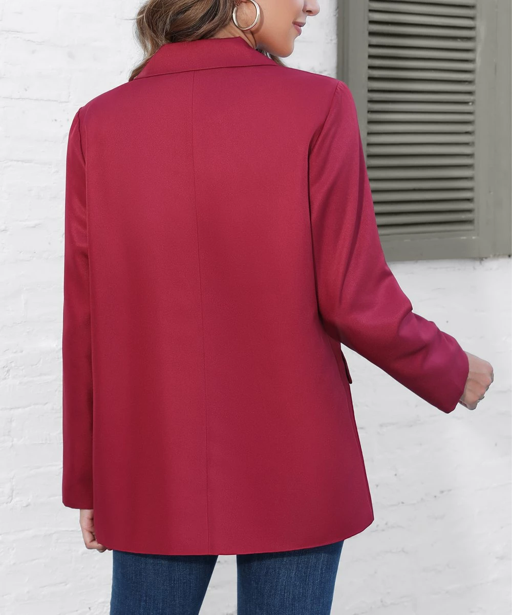 Flash Sale π Z Avenue Burgundy One-Button Pocket Boyfriend Blazer - π© Women & Juniors π - Image 3