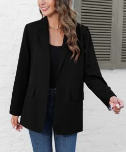 Best Pirce π― Z Avenue Black One-Button Pocket Boyfriend Blazer - π© Women & Juniors β