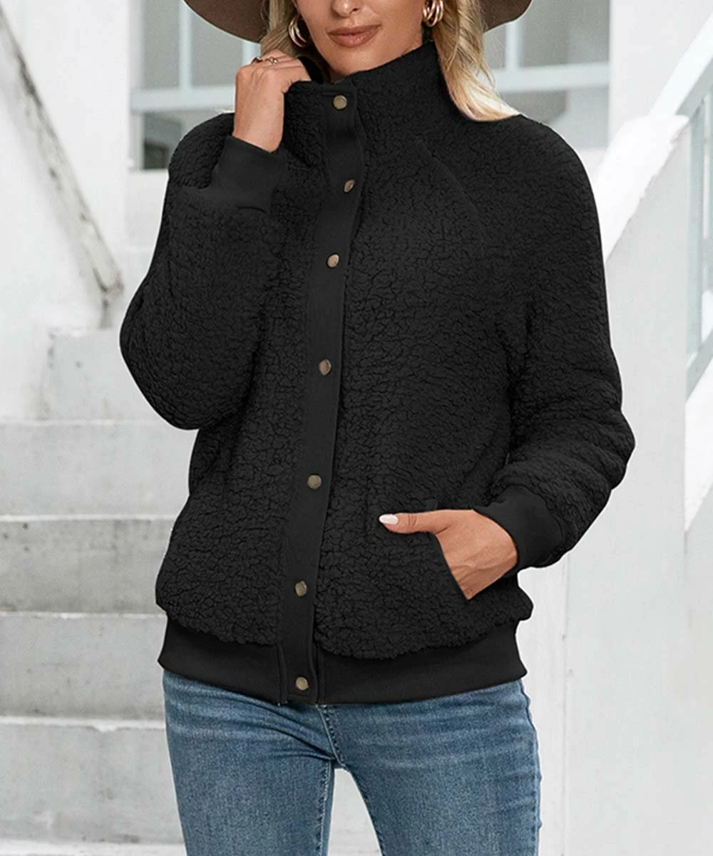 Promo π₯ Z Avenue Black Button-Up Sherpa Jacket - π© Women π€© - Image 3