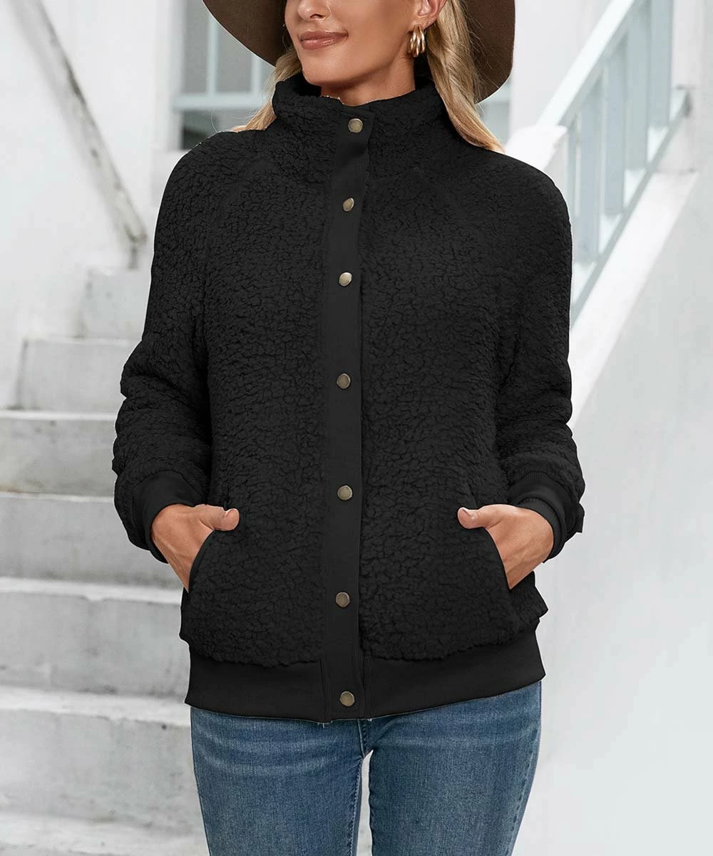 Promo π₯ Z Avenue Black Button-Up Sherpa Jacket - π© Women π€© - Image 4