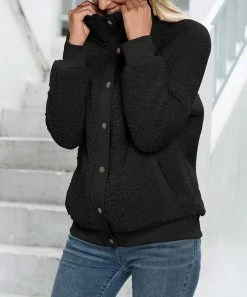 Promo π₯ Z Avenue Black Button-Up Sherpa Jacket - π© Women π€©