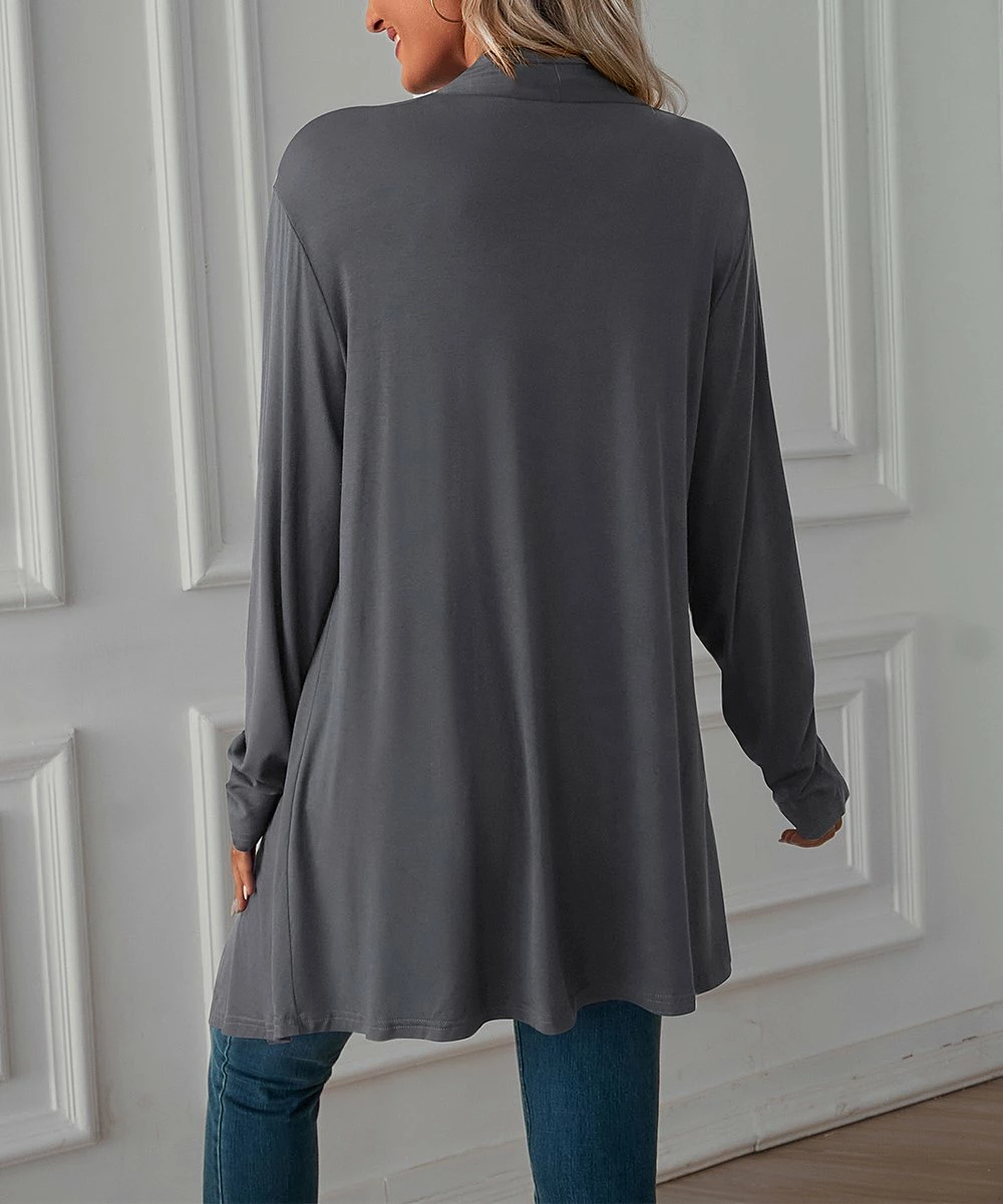 Coupon π Z Avenue Dark Gray Sidetail Longline Open Cardigan - π© Women & Juniors π₯° - Image 2