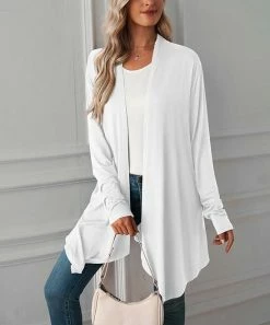 Best deal ✨ Z Avenue White Handkerchief-Hem Open Cardigan - 👩 Women & Juniors ⭐