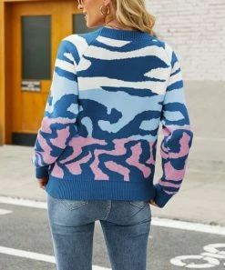 Best Pirce 😉 Z Avenue Blue & Pink Abstract Color Block Long-Sleeve Sweater - 👩 Women ⌛