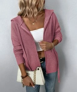 Promo β Z Avenue Peach Hooded Zip-Up Cardigan - π© Women π