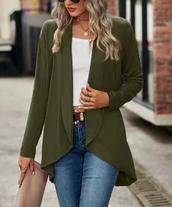 Top 10 👍 Z Avenue Olive Hi-Low Open Cardigan - 👩 Women & Juniors 🧨