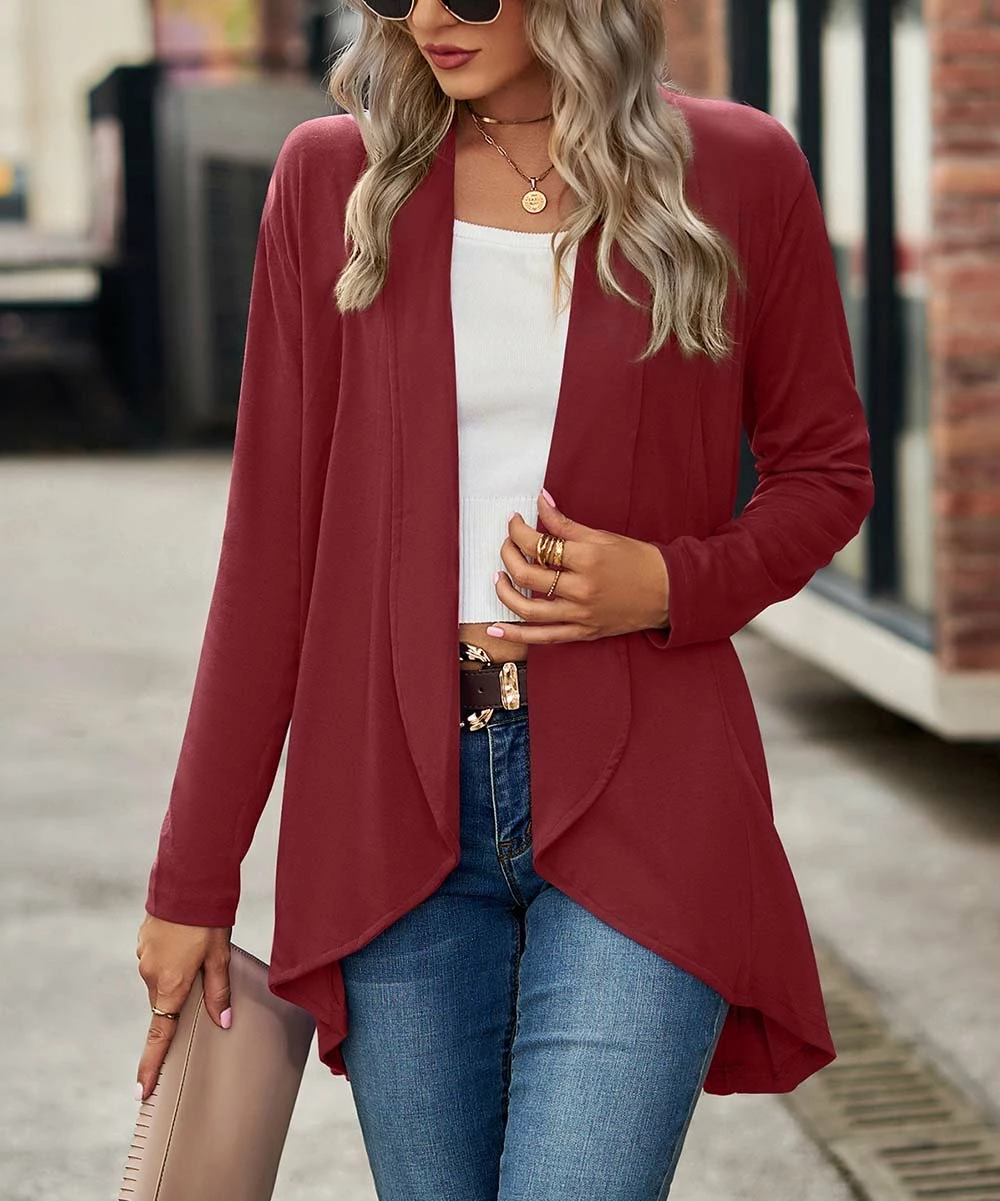 Hot Sale ❤️ Z Avenue Wine Hi-Low Open Cardigan - 👩 Women & Juniors 🎉 4 Hot Sale ❤️ Z Avenue Wine Hi-Low Open Cardigan - 👩 Women & Juniors 🎉 - Image 2