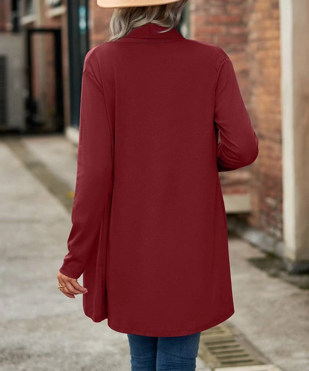 Hot Sale ❤️ Z Avenue Wine Hi-Low Open Cardigan - 👩 Women & Juniors 🎉 5 Hot Sale ❤️ Z Avenue Wine Hi-Low Open Cardigan - 👩 Women & Juniors 🎉 - Image 3