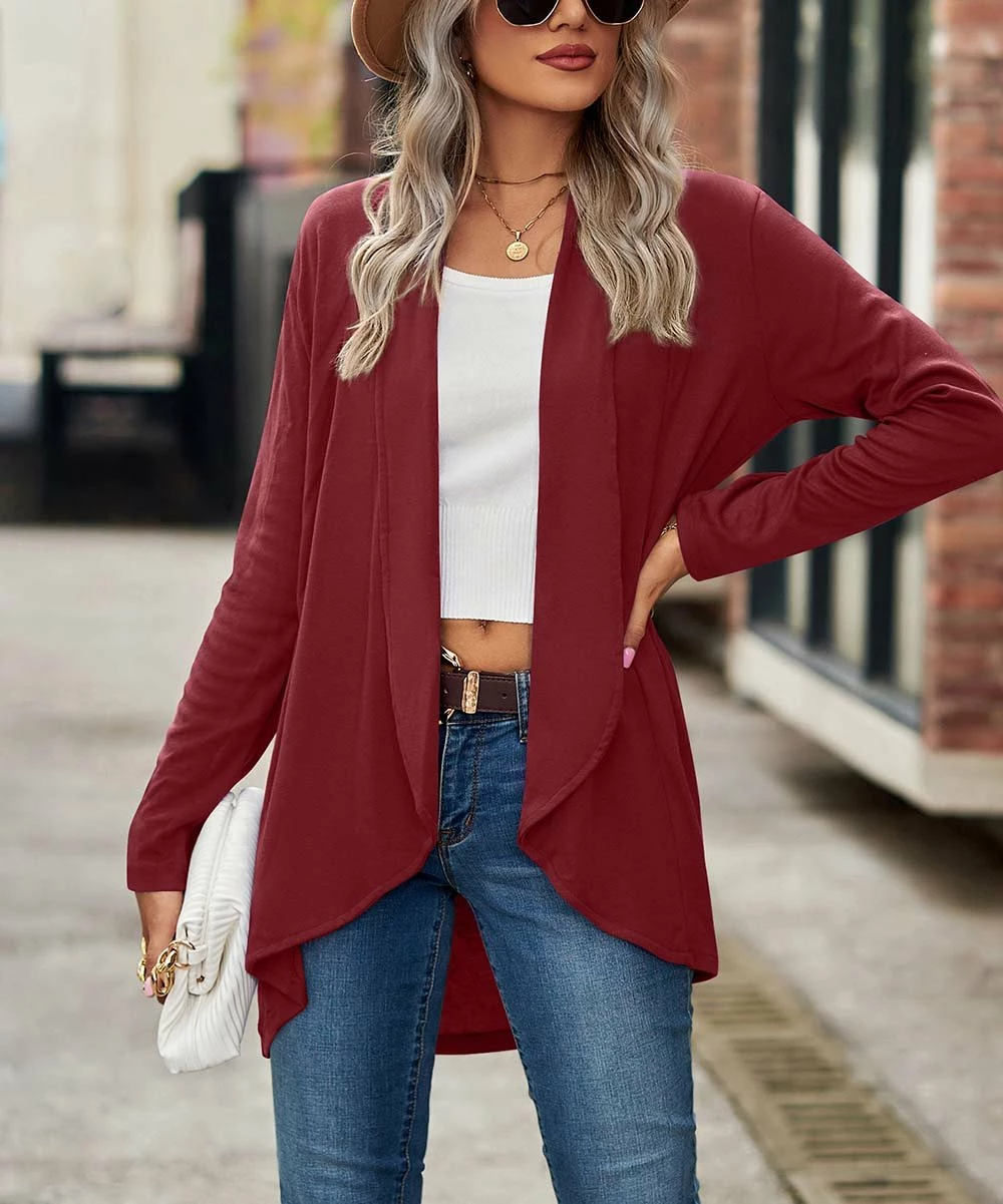 Hot Sale ❤️ Z Avenue Wine Hi-Low Open Cardigan - 👩 Women & Juniors 🎉 6 Hot Sale ❤️ Z Avenue Wine Hi-Low Open Cardigan - 👩 Women & Juniors 🎉 - Image 4