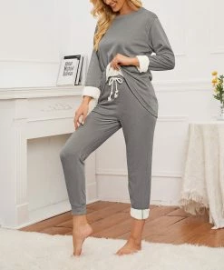 Wholesale ⭐ Z Avenue Dark Gray Sherpa-Lined Long-Sleeve Top & Lounge Pants - 👩 Women 🌟