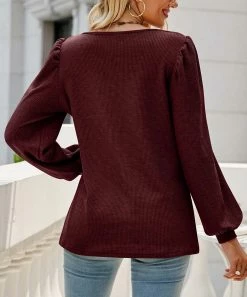 Outlet 💯 Z Avenue Wine Waffle-Knit Bishop-Sleeve Square-Neck Top - 👩 Women & Juniors 👍 8 Outlet 💯 Z Avenue Wine Waffle-Knit Bishop-Sleeve Square-Neck Top - 👩 Women & Juniors 👍 -Z Avenue Shop zu109480662 alt 2 tm1665088508
