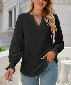 Buy π Z Avenue Black Poet-Sleeve V-Neck Top - π© Women & Juniors π