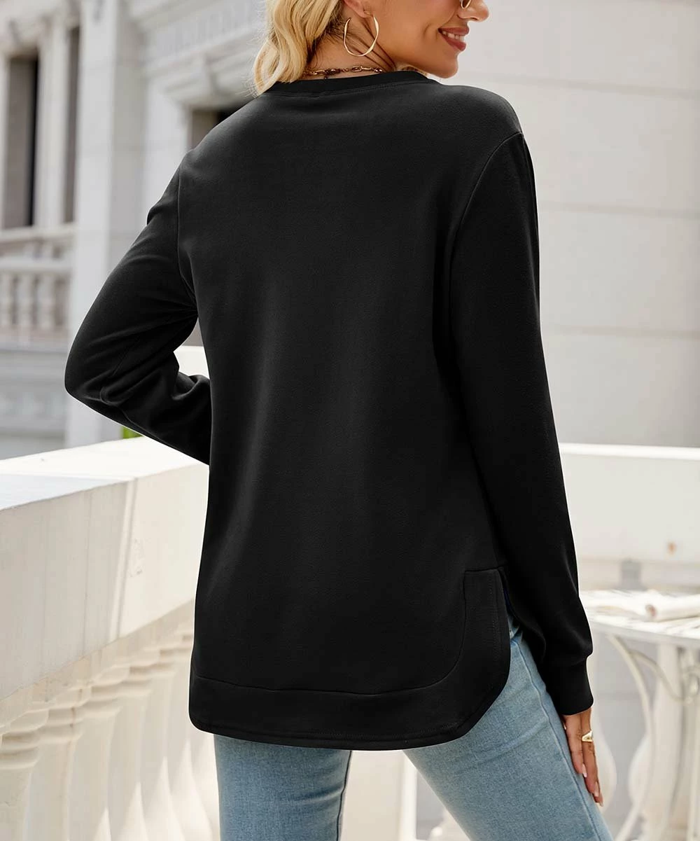 Cheap π Z Avenue Black Asymmetrical Crewneck Top - π© Women & Juniors 𧨠- Image 2