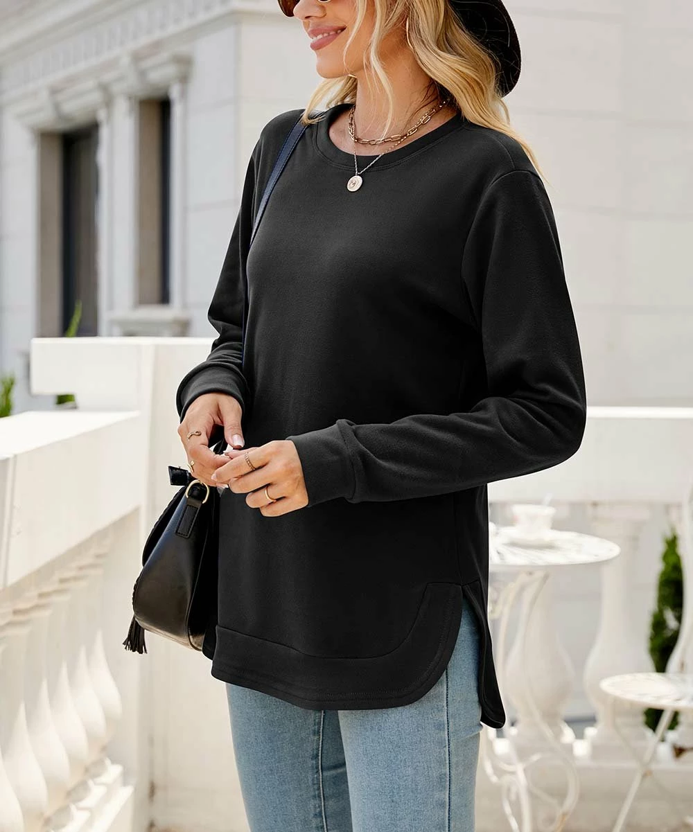 Cheap π Z Avenue Black Asymmetrical Crewneck Top - π© Women & Juniors 𧨠- Image 4