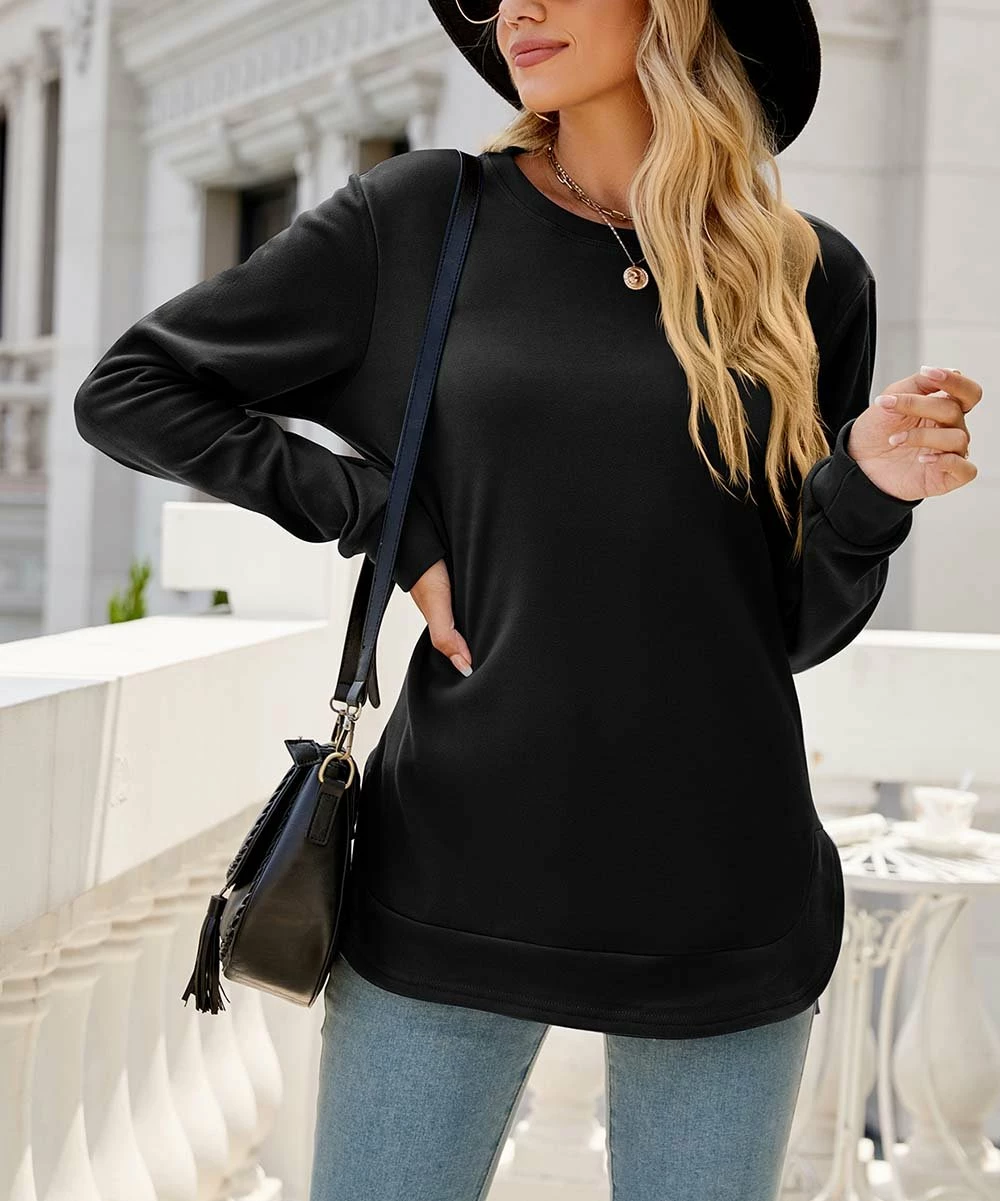 Cheap π Z Avenue Black Asymmetrical Crewneck Top - π© Women & Juniors π§¨