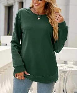Top 10 🧨 Z Avenue Green Curved-Hem Long-Sleeve Top - 👩 Women & Juniors 😍