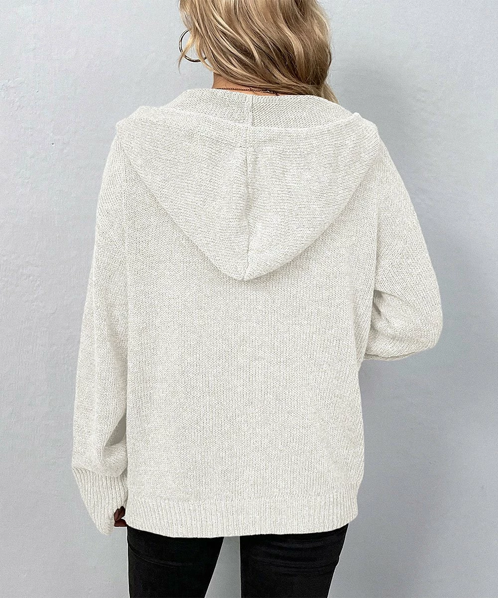 Best Pirce β€οΈ Z Avenue White Single-Breasted Hooded Cardigan - π© Women β¨ - Image 2