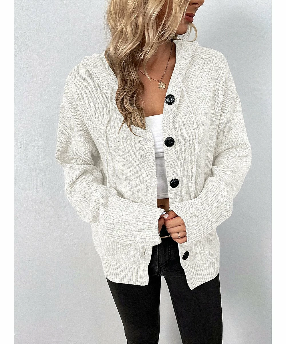 Best Pirce β€οΈ Z Avenue White Single-Breasted Hooded Cardigan - π© Women β¨ - Image 3