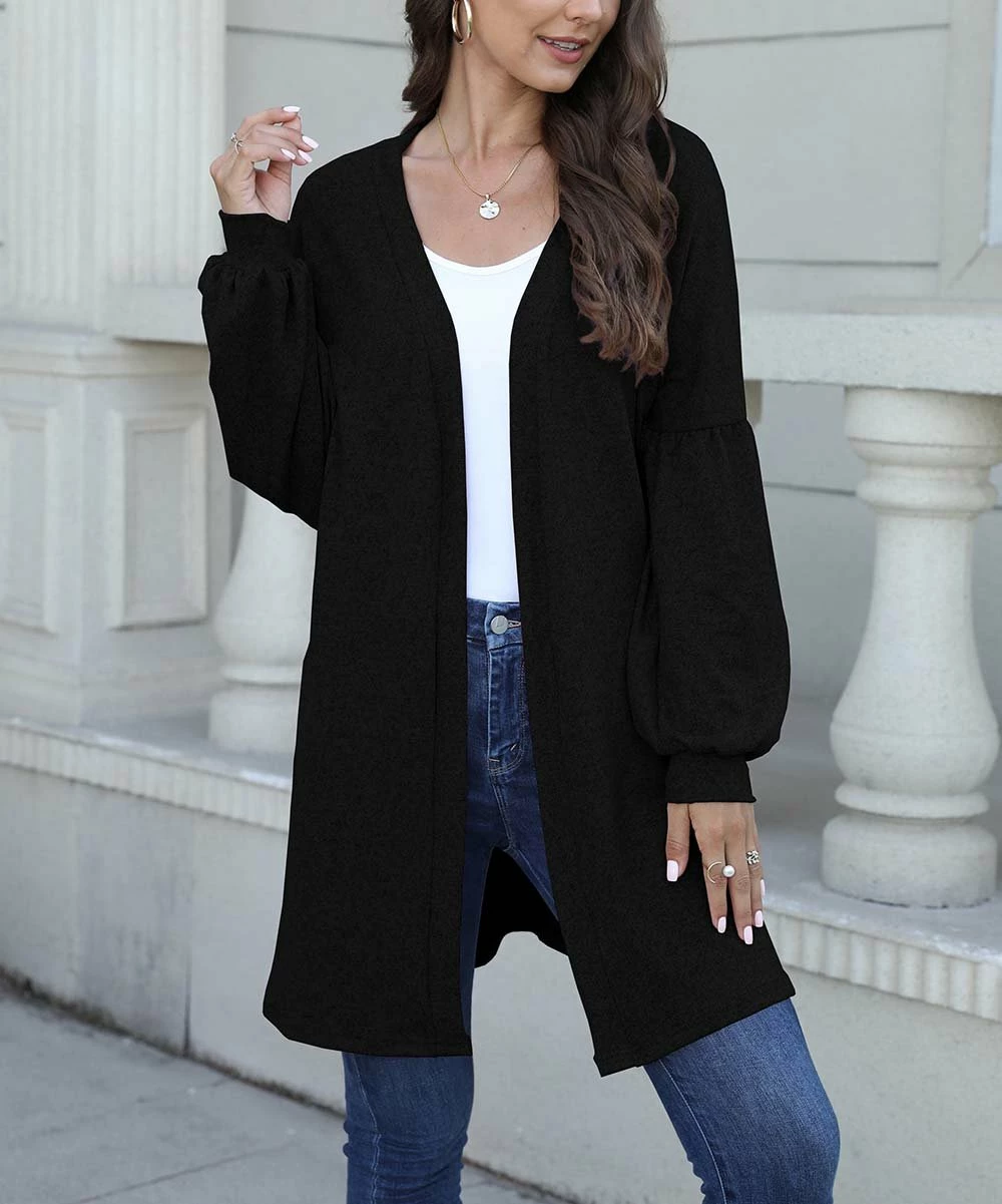 Best deal π Z Avenue Black Lantern-Sleeve Cardigan - π© Women & Juniors 𧨠- Image 3