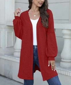 Top 10 😉 Z Avenue Red Bishop-Sleeve Open Cardigan - 👩 Women & Juniors ✨