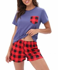 New π Z Avenue Blue & Red Plaid Short-Sleeve Pajama Set - π© Women π₯°