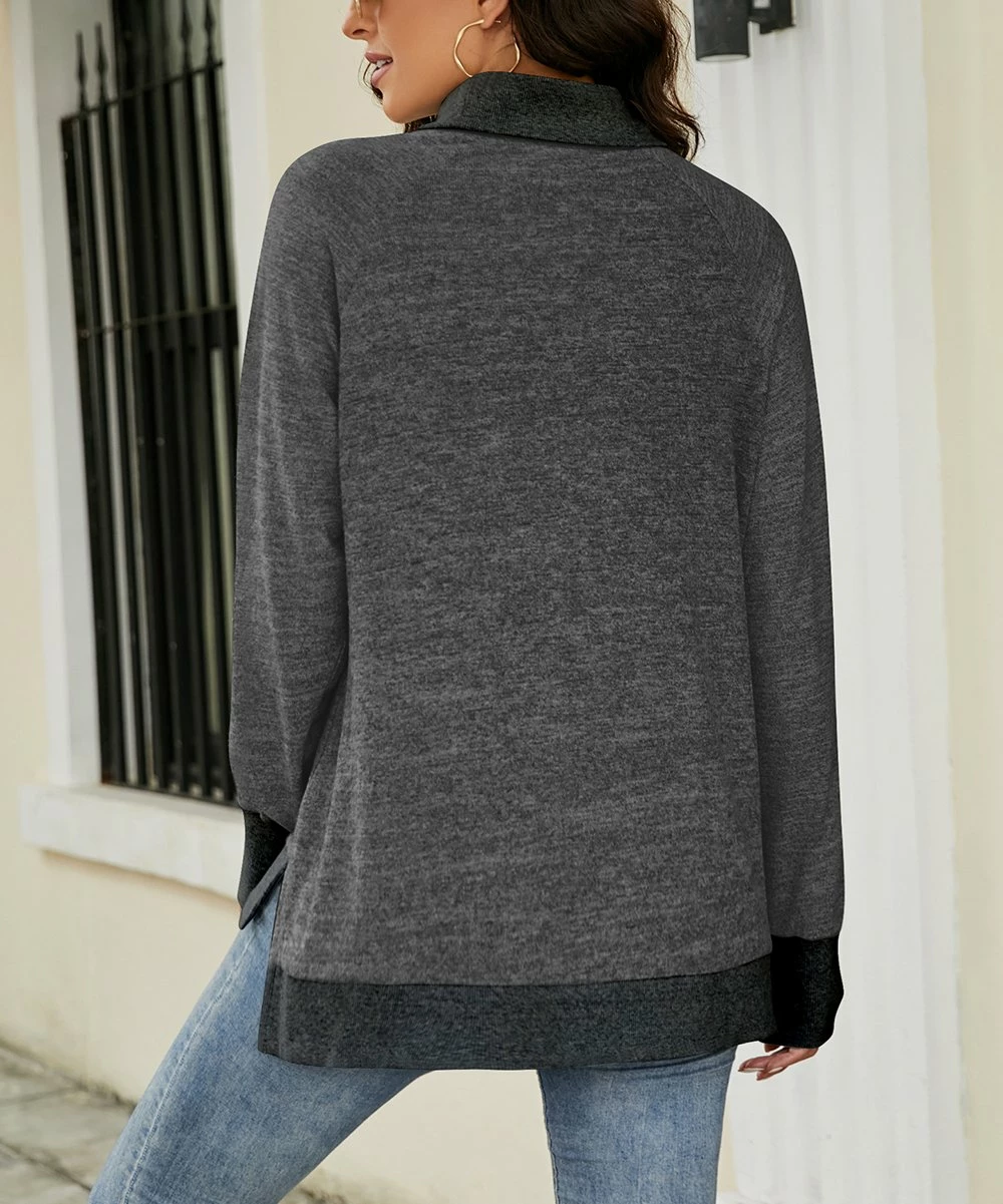 Brand new π Z Avenue Dark Gray Long-Sleeve Mock Neck Tunic - π© Women & Juniors π - Image 2
