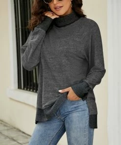 Brand new 🎉 Z Avenue Dark Gray Long-Sleeve Mock Neck Tunic - 👩 Women & Juniors 😀