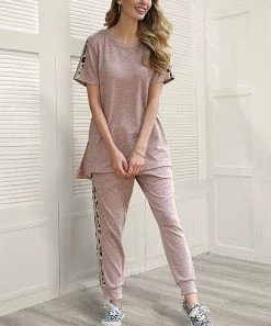 Best Pirce 🤩 Z Avenue Heather Pink & Black Leopard-Trim Short-Sleeve Tunic & Joggers - 👩 Women & Plus 🤩