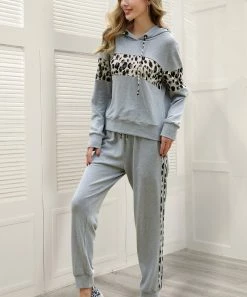 Promo π Z Avenue Grey Leopard-Stripe Hoodie & Pocket Joggers - π© Women & Plus β