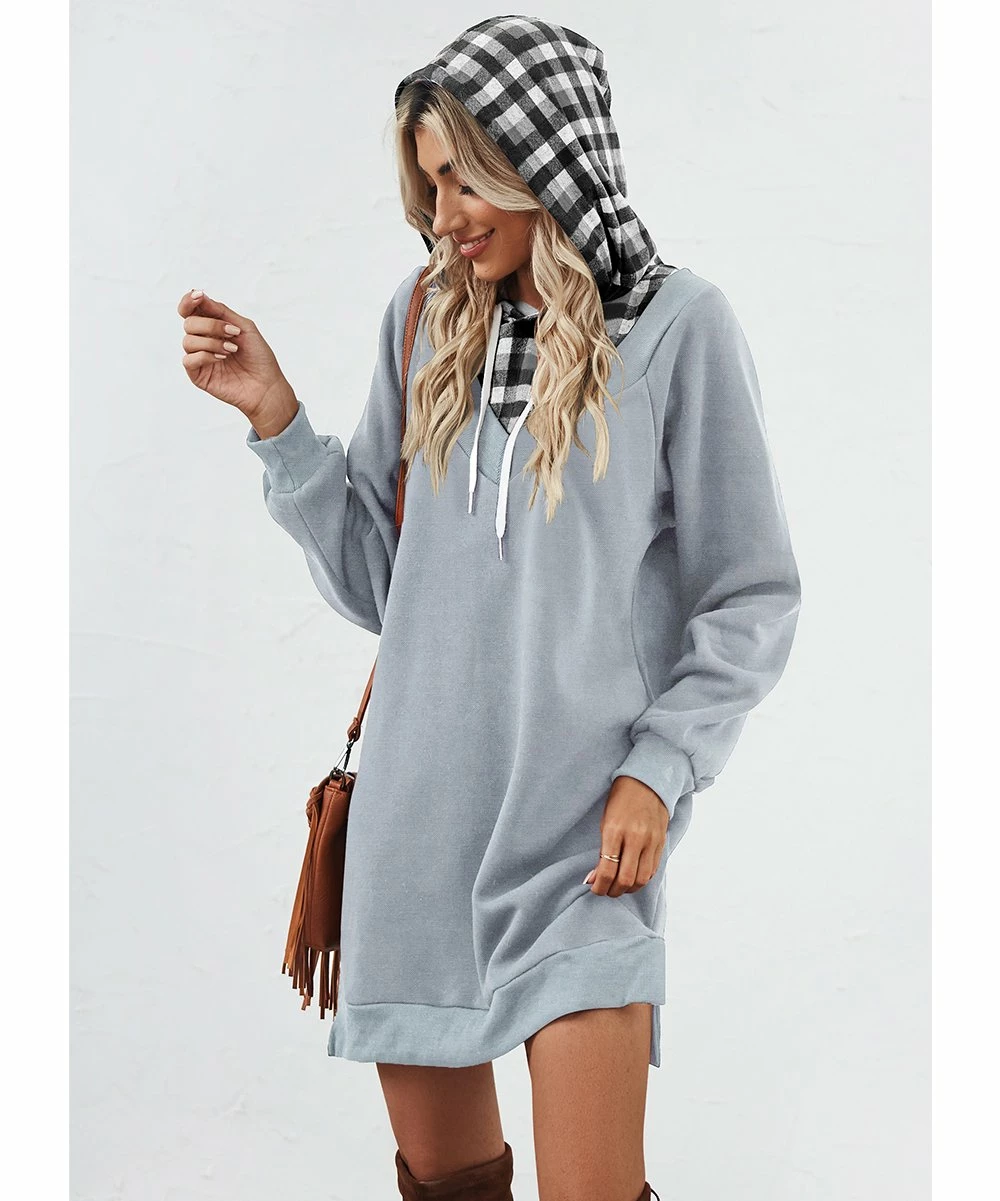 Cheap π₯° Z Avenue Grey V-Neck Split-Hem Hoodie - π© Women & Plus π - Image 2