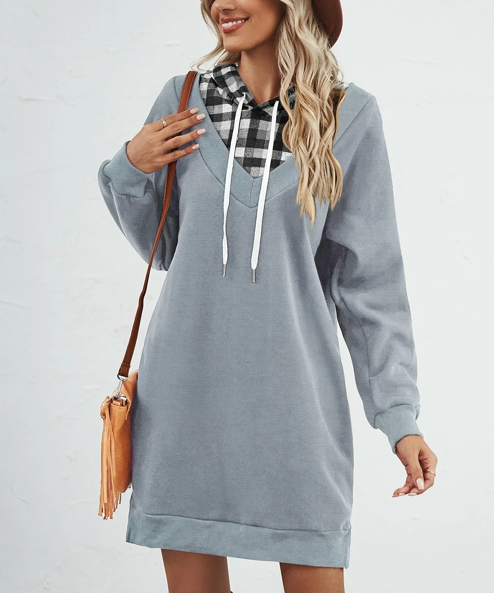 Cheap π₯° Z Avenue Grey V-Neck Split-Hem Hoodie - π© Women & Plus π - Image 3