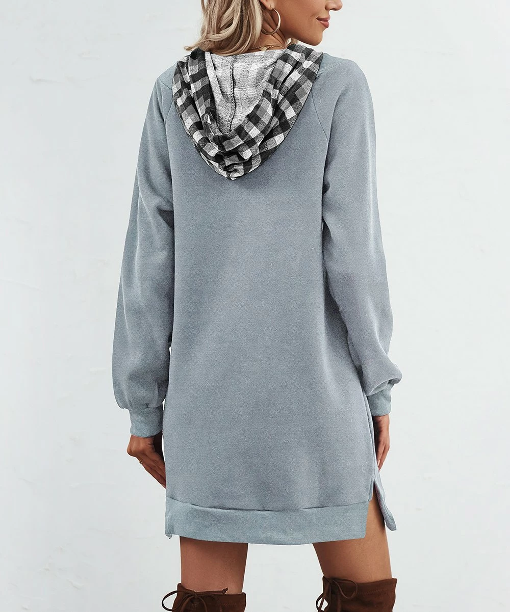 Cheap π₯° Z Avenue Grey V-Neck Split-Hem Hoodie - π© Women & Plus π - Image 4