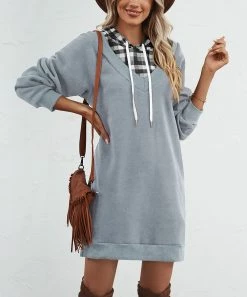 Cheap 🥰 Z Avenue Grey V-Neck Split-Hem Hoodie - 👩 Women & Plus 🛒