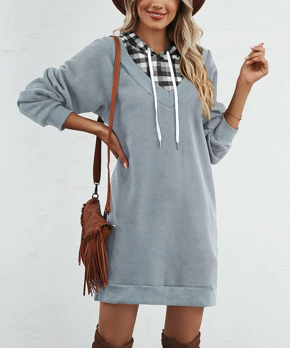 Cheap π₯° Z Avenue Grey V-Neck Split-Hem Hoodie - π© Women & Plus π