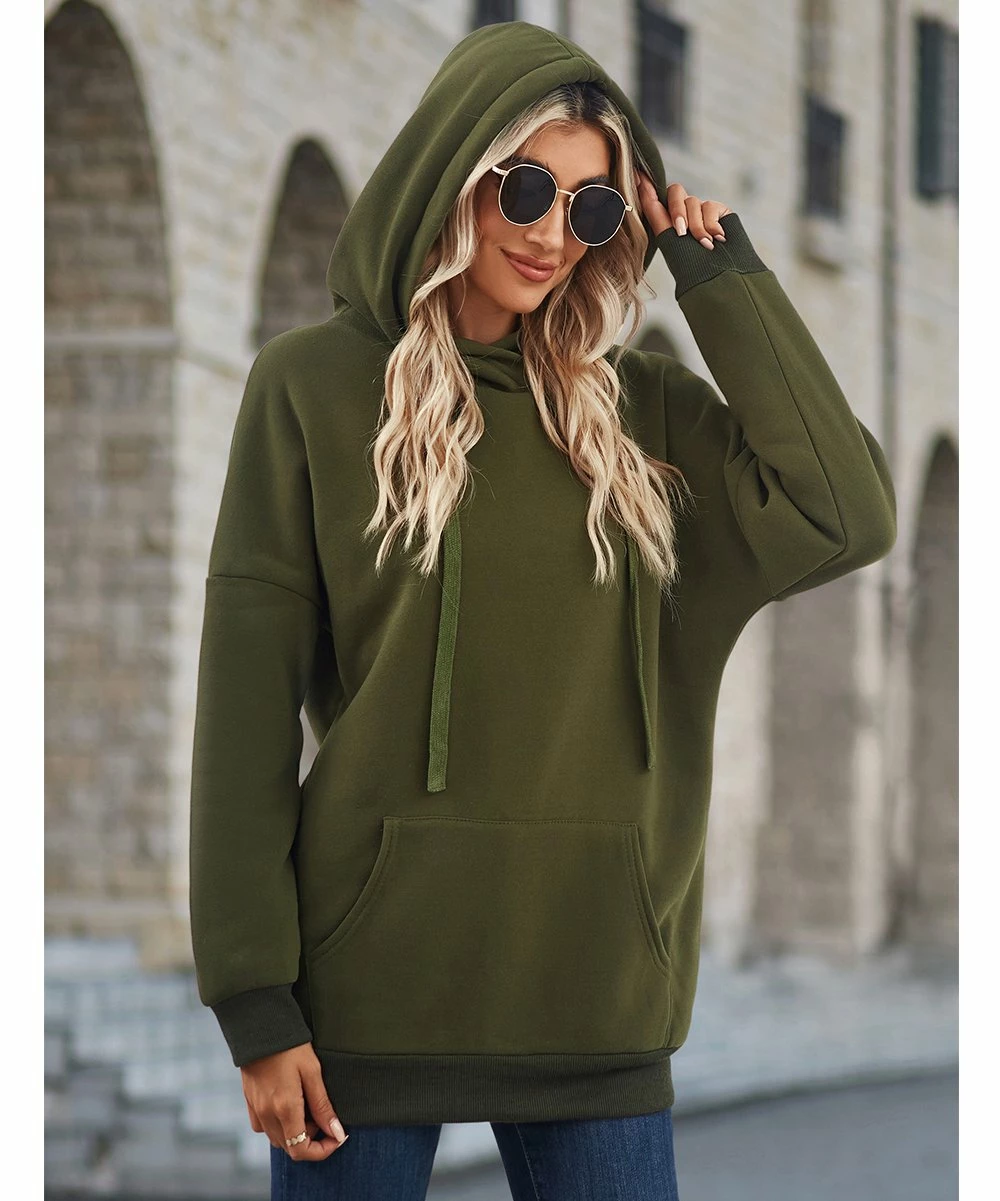 Cheapest π― Z Avenue Olive Long-Sleeve Pocket Hoodie - π© Women & Plus π€© - Image 5