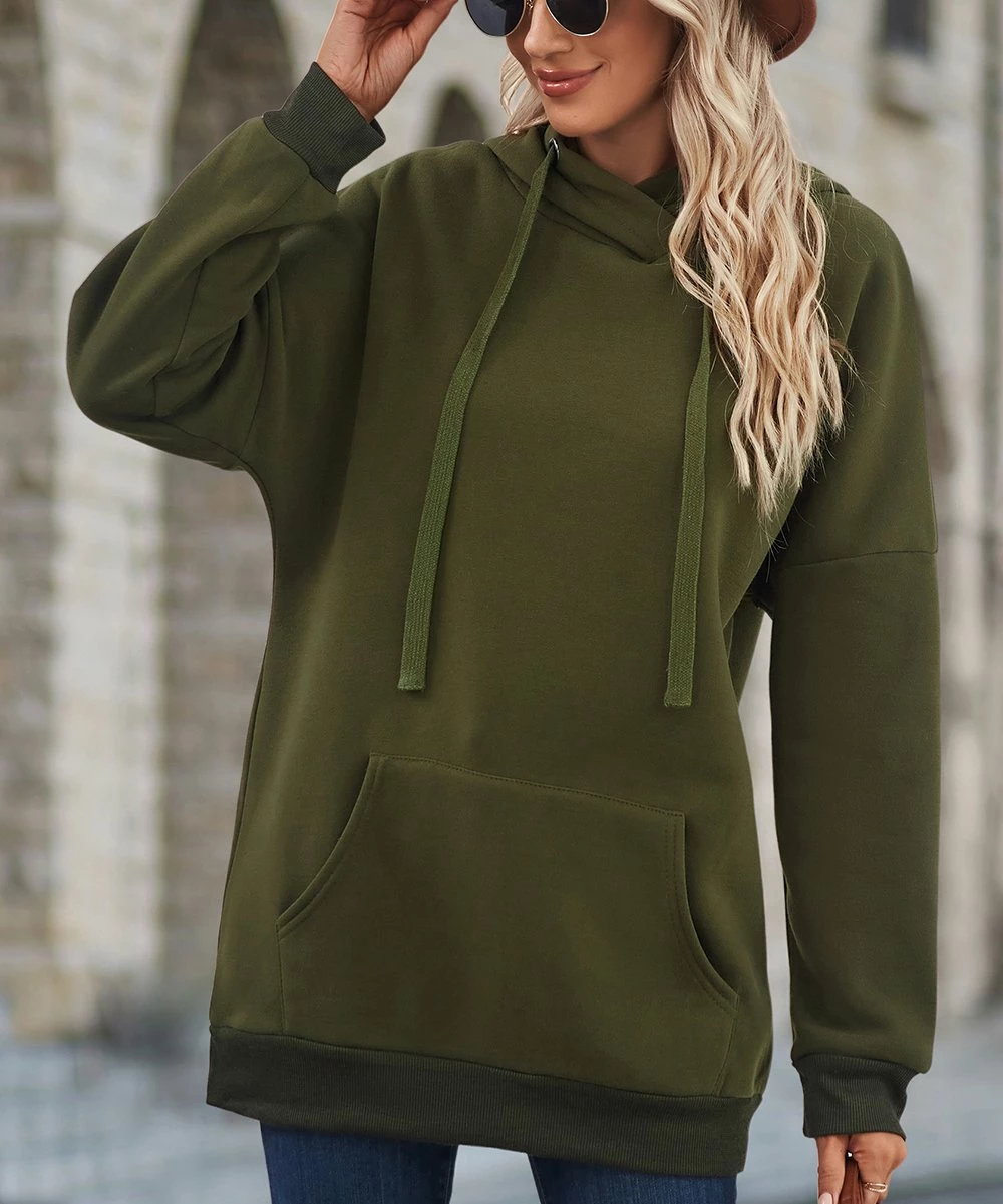 Cheapest π― Z Avenue Olive Long-Sleeve Pocket Hoodie - π© Women & Plus π€©