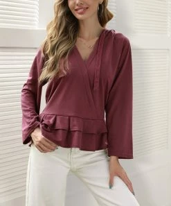 Flash Sale π Z Avenue Purple Ruffle-Hem Hooded Surplice Top - π© Women & Plus π