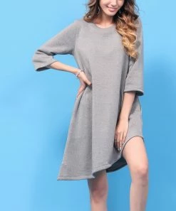 Flash Sale π Z Avenue Gray Fleece Asymmetrical-Hem Shift π Dress - π© Women & Plus π₯