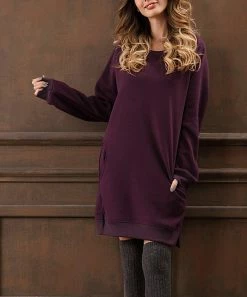 Best Sale π Z Avenue Purple Side-Pocket Sweatshirt π Dress - π© Women π