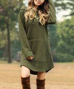 Outlet π Z Avenue Dark Olive Front-Pocket Hooded Sweatshirt π Dress - π© Women & Plus π