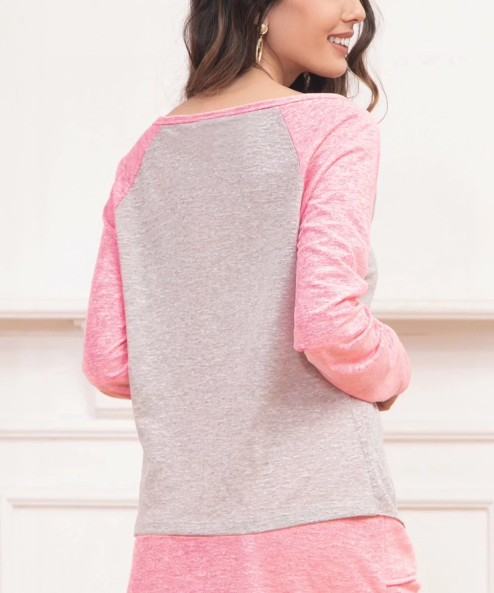 Best reviews of π Z Avenue Pink & Gray Tie-Front Raglan Top - π© Women π€© - Image 5